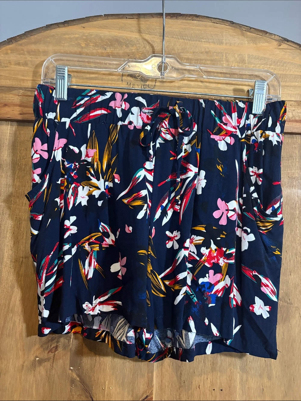 Grace & Lace Navy Floral Drawstring Mini Shorts